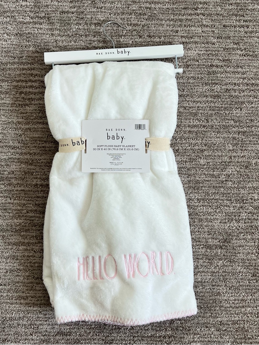 NWT Rae Dunn "Hello World" Baby Blanket
